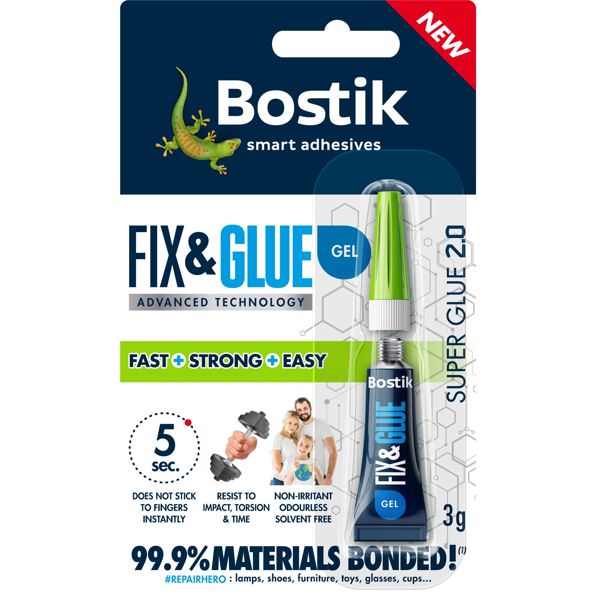 6 x Bostik Fix and Glue 3g Gel Adhesive Super Strong 30614763